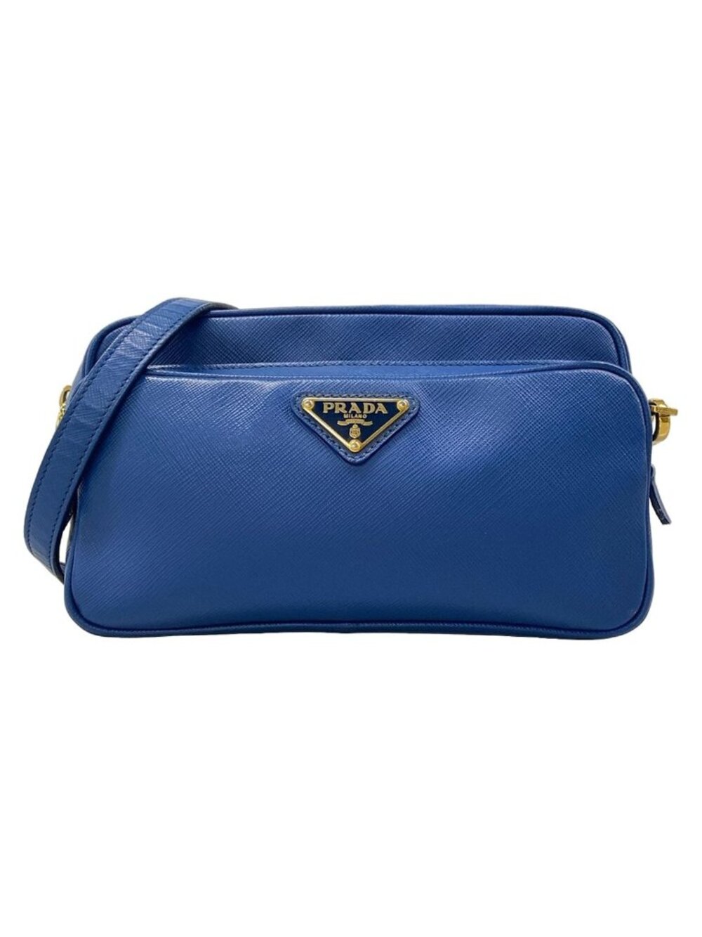 Prada Shoulder Bag Blue Removable Strap Leather